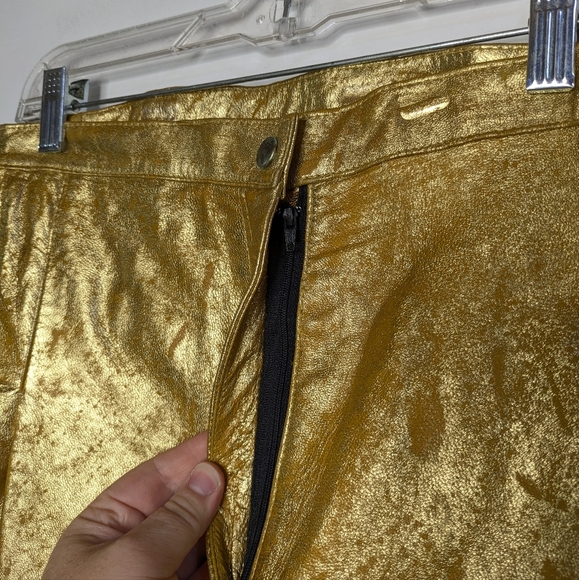 Vintage Distressed Gold Wide Leg Leather Pant 1X - Picture 2 of 14